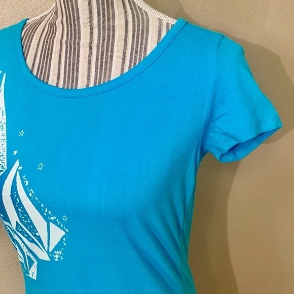 Volcom Tee Medium Teal Turquoise with White Volcom Diamond Design 100% Cotton - Picture 6 of 13